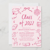 Modern Hand Drawn Class of 2027 Graduation Party 招待状 (正面)