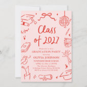 Modern Hand Drawn Class of 2027 Graduation Party 招待状 (正面)