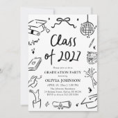 Modern Hand Drawn Class of 2027 Graduation Party 招待状 (正面)