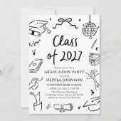 Modern Hand Drawn Class of 2027 Graduation Party 招待状 (正面)