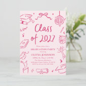 Modern Hand Drawn Class of 2027 Graduation Party 招待状 (スタンド正面)