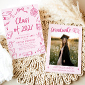 Modern Hand Drawn Class of 2027 Graduation Party 招待状