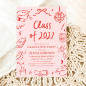 Modern Hand Drawn Class of 2027 Graduation Party 招待状