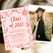 Modern Hand Drawn Class of 2027 Graduation Party 招待状