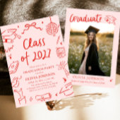 Modern Hand Drawn Class of 2027 Graduation Party 招待状