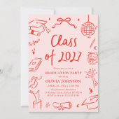 Modern Hand Drawn Class of 2027 Graduation Party 招待状 (正面)