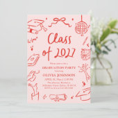 Modern Hand Drawn Class of 2027 Graduation Party 招待状 (スタンド正面)