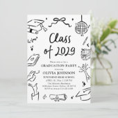 Modern Hand Drawn Class of 2029 Graduation Party 招待状 (スタンド正面)