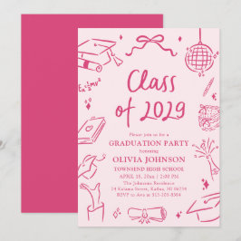 Modern Hand Drawn Class of 2029 Graduation Party 招待状