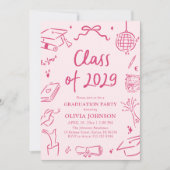 Modern Hand Drawn Class of 2029 Graduation Party 招待状 (正面)
