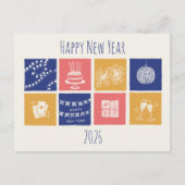 Modern Hand-Drawn Colorful New Year Elements 2026 シーズンポストカード (正面)