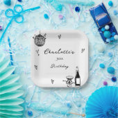 Modern Hand Drawn disco ball 30th Birthday ペーパープレート (パーティー)