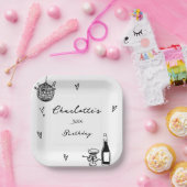 Modern Hand Drawn disco ball 30th Birthday ペーパープレート (パーティー)