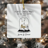 Modern Hand-Drawn First Christmas in New Home  セラミックオーナメント
