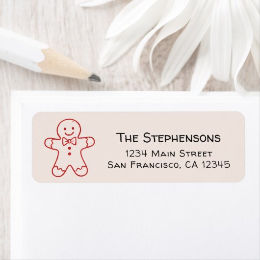 Modern Hand Drawn Gingerbread Man Return Address ラベル (インサイチュ)