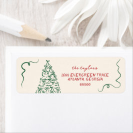Modern Hand Drawn Holiday Return Address Label ラベル