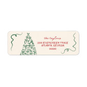 Modern Hand Drawn Holiday Return Address Label ラベル (正面)