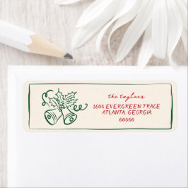 Modern Hand Drawn Holiday Return Address Label ラベル