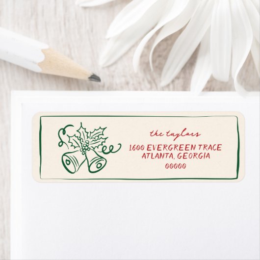 Modern Hand Drawn Holiday Return Address Label ラベル (インサイチュ)