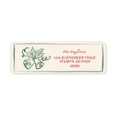 Modern Hand Drawn Holiday Return Address Label ラベル (正面)