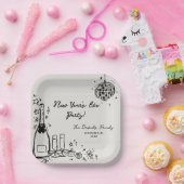 Modern Hand Drawn New Year's Eve Party  ペーパープレート (パーティー)