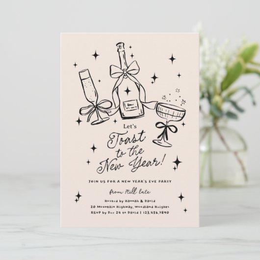 Modern Hand Drawn New Year's Eve Party 招待状 (スタンド正面)