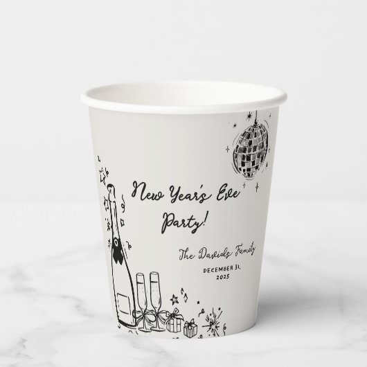 Modern Hand Drawn New Year's Eve Party  紙コップ (裏面)