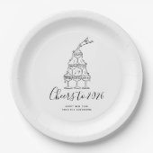 Modern Hand Drawn New Years Eve Party Paper Plate ペーパープレート (正面)