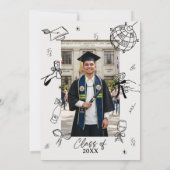 Modern Hand Drawn Photo Graduation Party 招待状 (裏面)