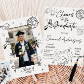 Modern Hand Drawn Photo Graduation Party 招待状