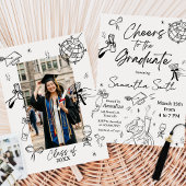 Modern Hand Drawn Photo Graduation Party 招待状