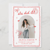 Modern Hand Drawn Photo Graduation Party 招待状 (正面)