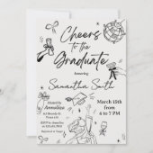 Modern Hand Drawn Photo Graduation Party 招待状 (正面)