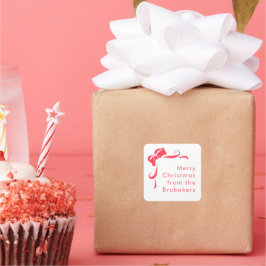 Modern Hand Drawn Red Bow Personalized Christmas スクエアシール