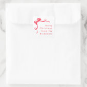 Modern Hand Drawn Red Bow Personalized Christmas スクエアシール (バッグ)
