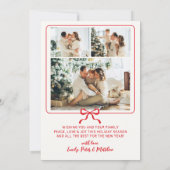 Modern Hand-Drawn Red Bows Photo Christmas Happy シーズンカード (裏面)