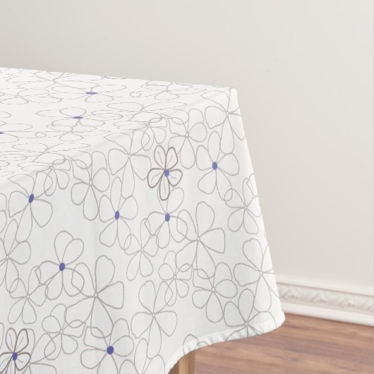 Modern Hand-drawn Taupe Periwinkle Flower テーブルクロス (インサイチュ)