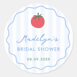 Modern Hand-Drawn Tomato Bridal Shower Favor ラウンドシール