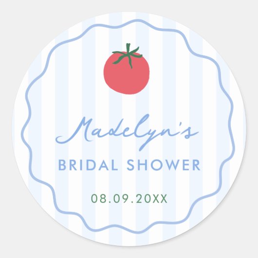Modern Hand-Drawn Tomato Bridal Shower Favor ラウンドシール (正面)