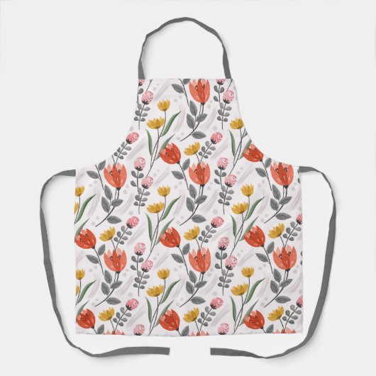 Modern Hand Drawn Tulips Apron エプロン (正面)