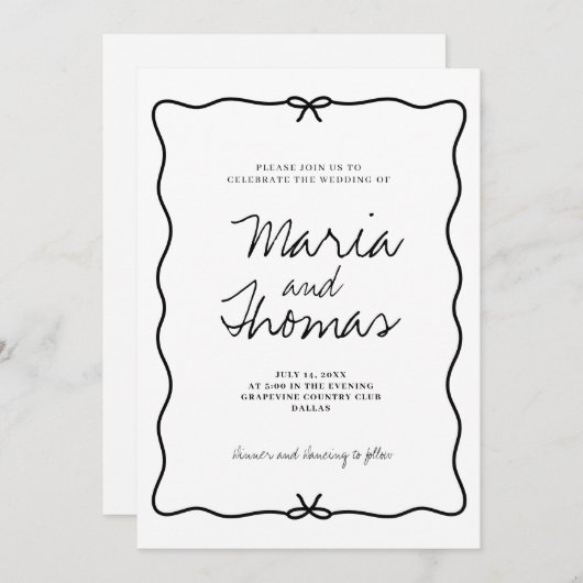 Modern Hand Drawn Wedding Invitation セーブザデート (正面/裏面)