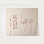 Modern Hand Letter Baby Shower Botanical Backdrop タペストリー (正面(横))