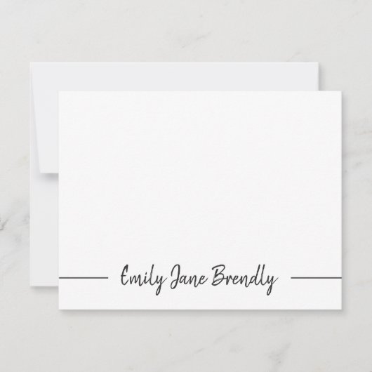 Modern Hand Lettered Black White Flat Note Card ノートカード (正面)