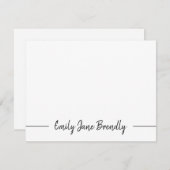 Modern Hand Lettered Black White Flat Note Card ノートカード (正面/裏面)