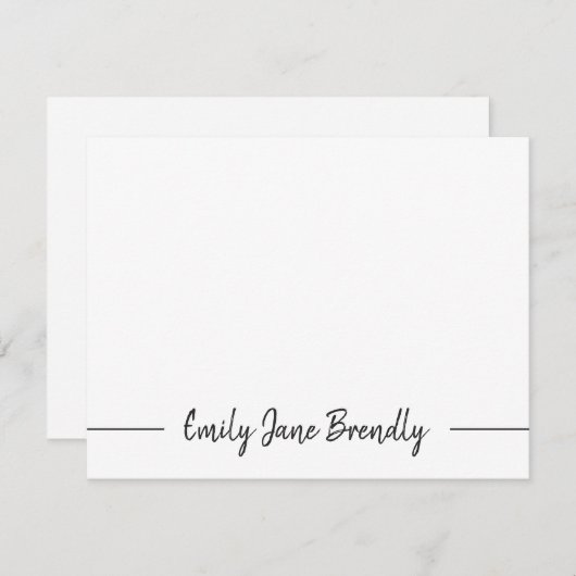 Modern Hand Lettered Black White Flat Note Card ノートカード (正面/裏面)