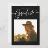 Modern Hand Lettered Graduation Announcement Card  招待状 (正面)