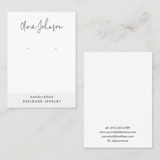 Modern Hand Lettered Jewelry Earring Display  名刺 (正面/裏面)