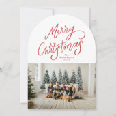 Modern Hand-lettered Merry Christmas Arch Photo シーズンカード (正面)
