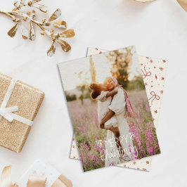 Modern Hand Lettered Merry Christmas Photo シーズンカード