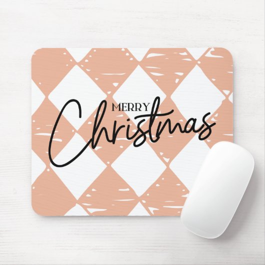 Modern hand painted diamond pattern Pink White マウスパッド (マウス)
